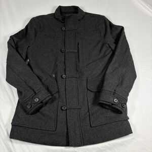 Vintage Y2K Volcom Dark Gray Wool Blend Men's Peacoat Sz M Winter Coat Military